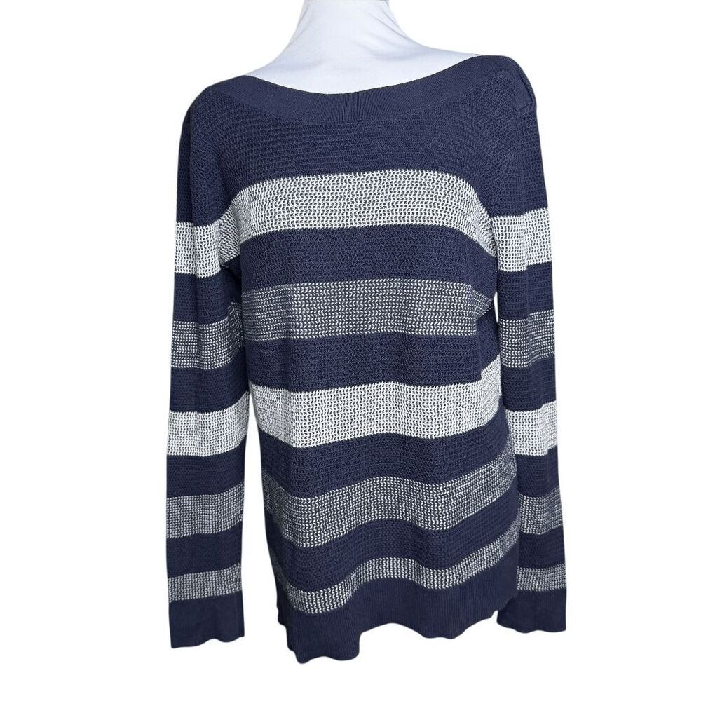 Market & Spruce Tawnee waffle stitch pullover sweater XL navy white
